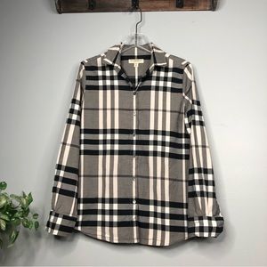 Women’s Burberry London Plaid Button Down Long Sleeve Size 10.
